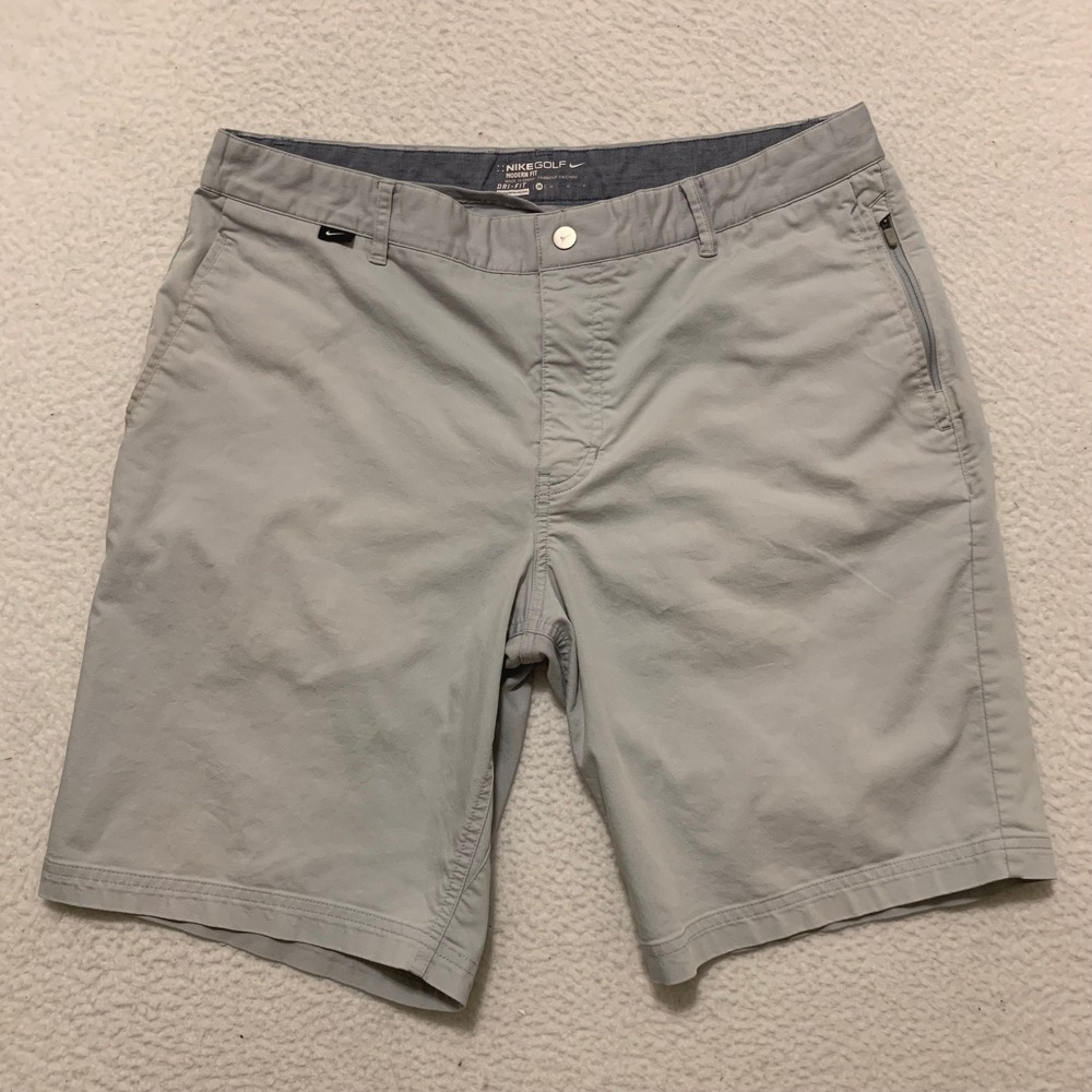 Nike Golf Modern Fit Dri-FIT Shorts Mens 36x9 Cotton Blend Stretch Zip Gray
